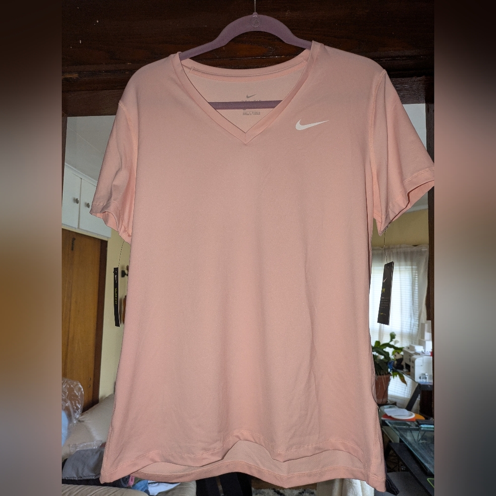 Nike Men's Pink V-Neck Shirt